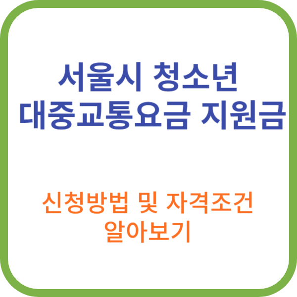 서울시 청소년 대중교통요금 지원금 신청방법 및 자격조건